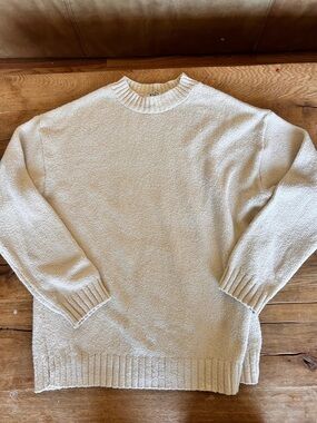 NA-KD Cream Crewneck oversized knit stretch Sweater cotton blend S